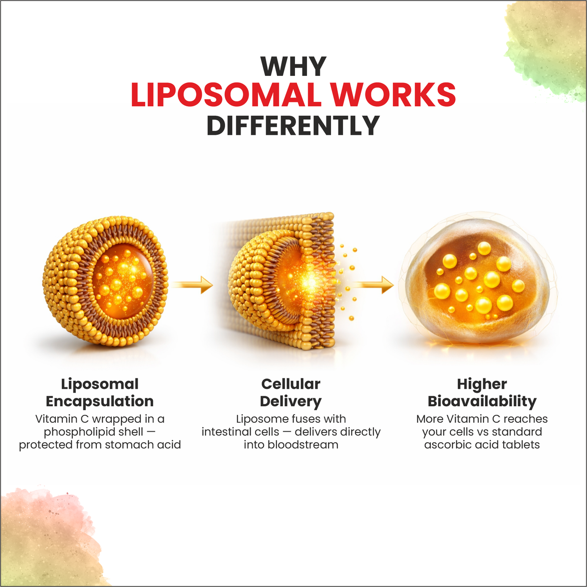 Liposomal Vitamin C Capsules — Higher Absorption Immune & Collagen Support | 60 Veg Capsules