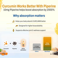 Curcumin 95% + Piperine Capsules — Joint & Antioxidant Support | 60 Veg Capsules