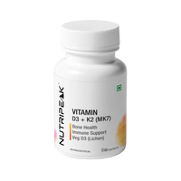 Vitamin D3 + K2 (MK7) Capsules — Bone Health & Calcium Balance | Veg D3 from Lichen | 60 Capsules