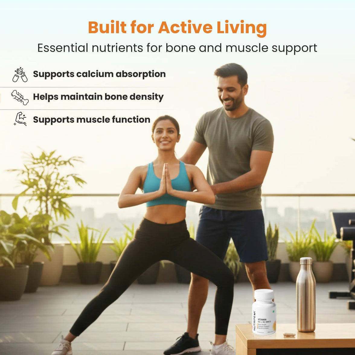 Vitamin D3 + K2 (MK7) Capsules — Bone Health & Calcium Balance | Veg D3 from Lichen | 60 Capsules
