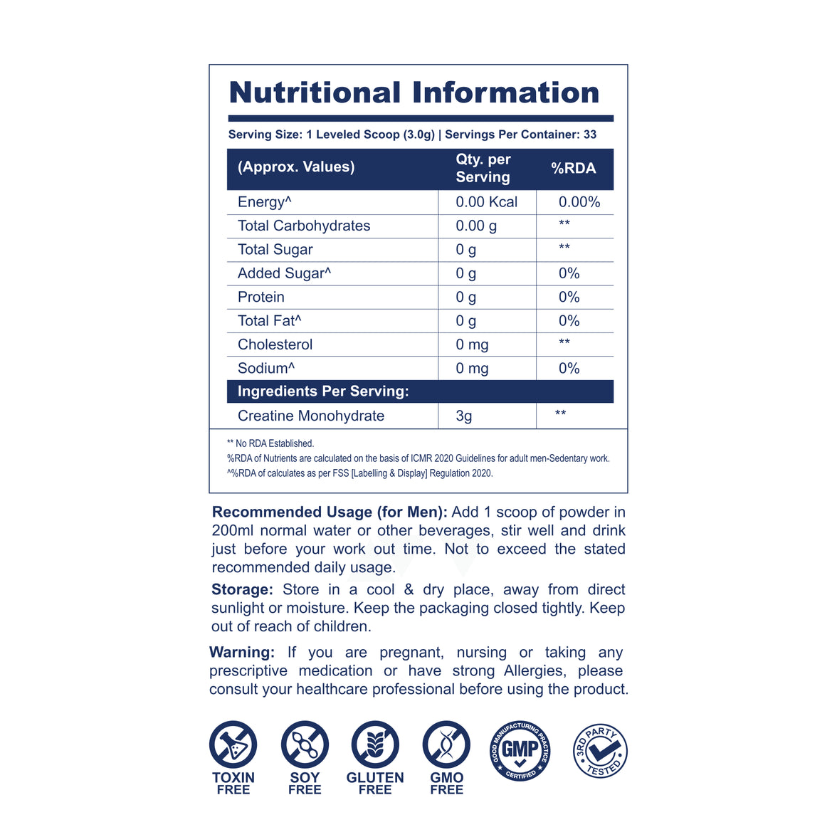 HY5 Micronized Creatine Monohydrate — 200 Mesh Hyperpure | 100g | 33 Servings