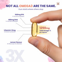 3x Strength Salmon Omega-3 Capsules — Heart Brain & Joint Support | Lemon Flavour | 60 Capsules