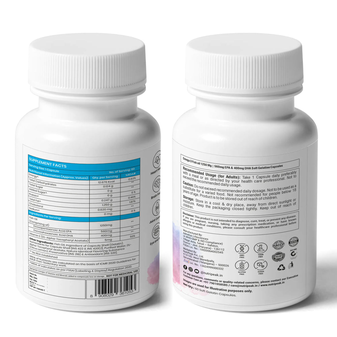 3x Strength Salmon Omega-3 Capsules — Heart Brain & Joint Support | Lemon Flavour | 60 Capsules