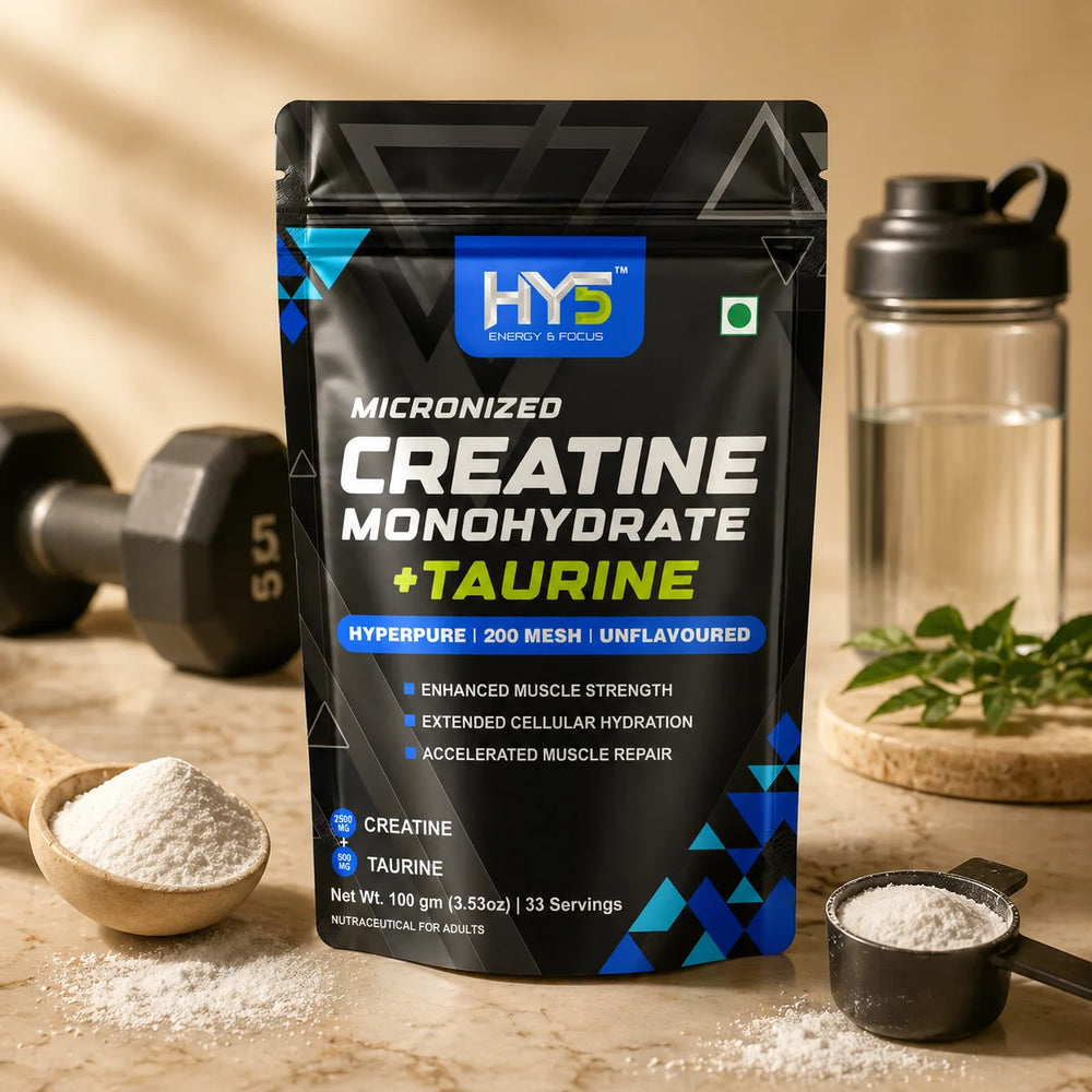 HY5 Micronized Creatine Monohydrate + Taurine — Enhanced Hydration & Strength | 100g | 33 Servings