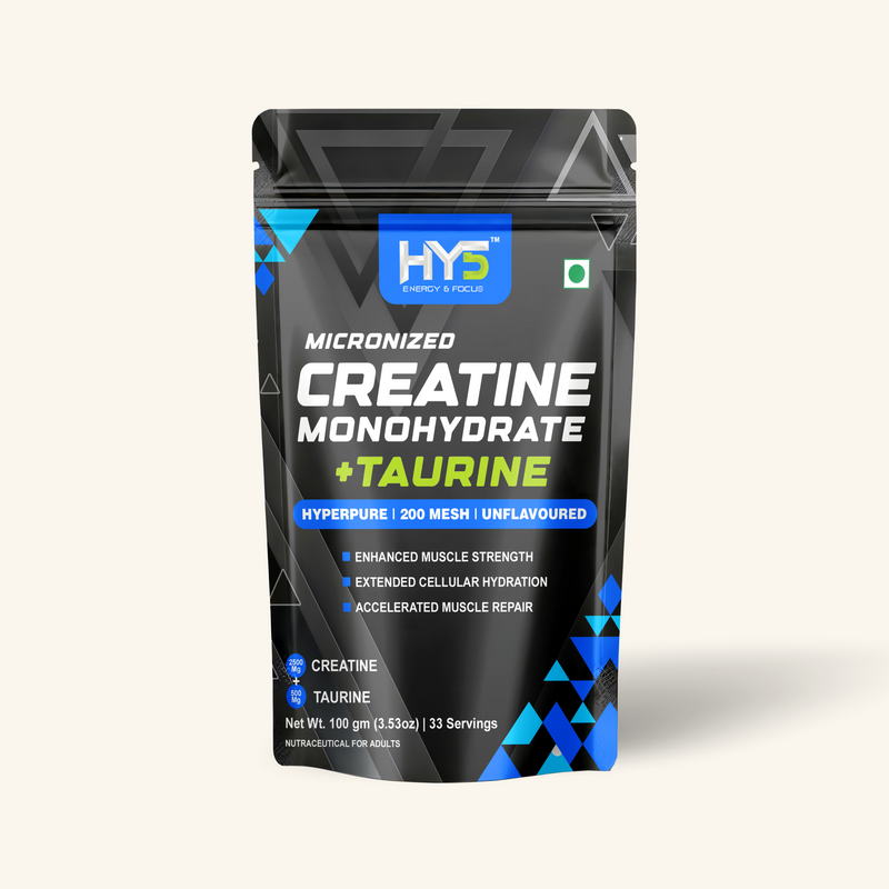 HY5 Micronized Creatine Monohydrate + Taurine — Enhanced Hydration & Strength | 100g | 33 Servings