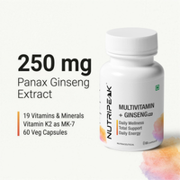 NutriPeak men's multivitamin with 250 mg Panax ginseng extract per capsule