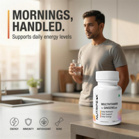 Man taking NutriPeak men's multivitamin with a morning meal