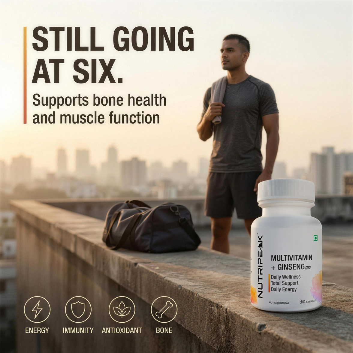 NutriPeak men's multivitamin as part of an evening routine